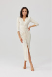 Rochie midi în culoare vanilie Mireya