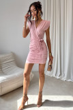 Rochie mini în nuanță roz pudrat
