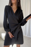 Rochie mini Catlin neagră, tip wrap
