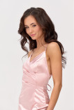 Rochie maxi satinată cu legare la spate, roz