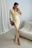 Rochie midi Mireya în galben deschis