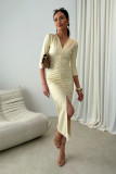 Rochie midi Mireya în galben deschis