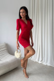 Rochie mini roșie cu drapaje