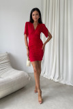 Rochie mini roșie cu drapaje