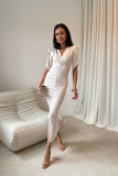 Rochie midi în nuanță de vanilie