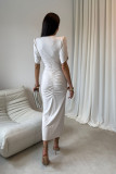 Rochie midi în nuanță de vanilie