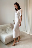 Rochie midi în nuanță de vanilie