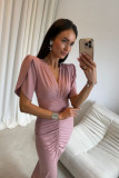 Rochie midi în nuanță roz închis