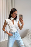 Body ecru cu curea decorativă