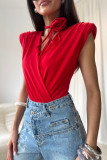 Body roșu Solene cu curea decorativă