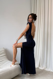 Rochie maxi Aurelia bleumarin