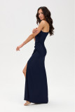Rochie maxi bleumarin pe un umăr