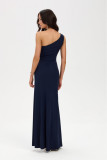 Rochie maxi bleumarin pe un umăr