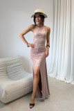 Rochie maxi în culoarea moka
