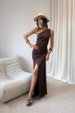 Rochie maxi în culoare maro