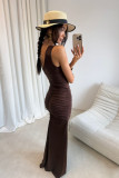 Rochie maxi în culoare maro