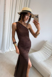 Rochie maxi în culoare maro