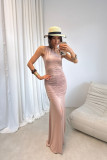 Rochie maxi în culoarea moka