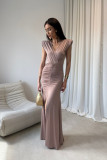 Noelia – rochie maxi în nuanță moka