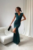 Noelia – rochie maxi în verde sticlă