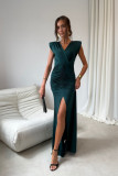 Noelia – rochie maxi în verde sticlă