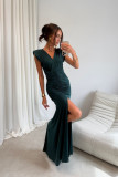 Noelia – rochie maxi în verde sticlă