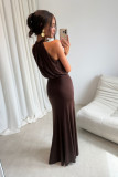 Rochie maxi în culoare maro