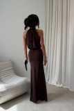 Rochie maxi în culoare maro