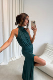 Rochie maxi în verde sticlă