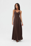 Leandra – rochie maxi lungă maro