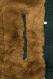 Parka de iarnă verde închis cu pluș maro