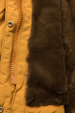 Parka de iarnă galbenă cu pluș maro