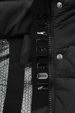Geacă de iarnă pentru femei cu glugă, negră