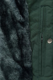 Geacă de iarnă verde închis cu pluș gri