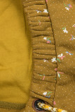 Hanorac galben muștar cu model floral