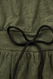 Rochie scurtă verde army cu dantelă