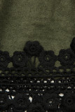 Rochie scurtă verde army cu dantelă