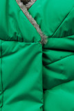 Geacă de iarnă matlasată verde cu pluș