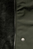 Parka verde măsliniu cu pluș și blană