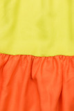 Rochie de vară din viscoză albă/mazăre/portocaliu
