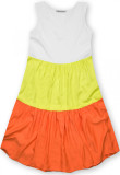 Rochie de vară din viscoză albă/mazăre/portocaliu