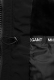 Parka neagră cu blană artificială neagră detașabilă