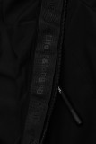 Parka neagră de primăvară cu fermoar bidirecțional