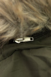 Geacă de iarnă tip parka cu cordon în talie army