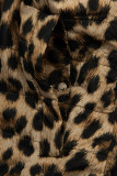Parka reversibilă galbenă cu model leopard