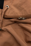Parka reversibilă de tranziție cu glugă maro bej/negru