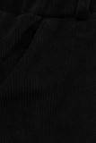 Pantaloni negri casual cu elastic în talie