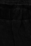 Pantaloni negri casual cu elastic în talie