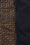 Parka reversibilă cu imprimeu albastru închis/maro