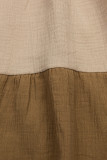 Rochie din bumbac albă/capuccino/maro